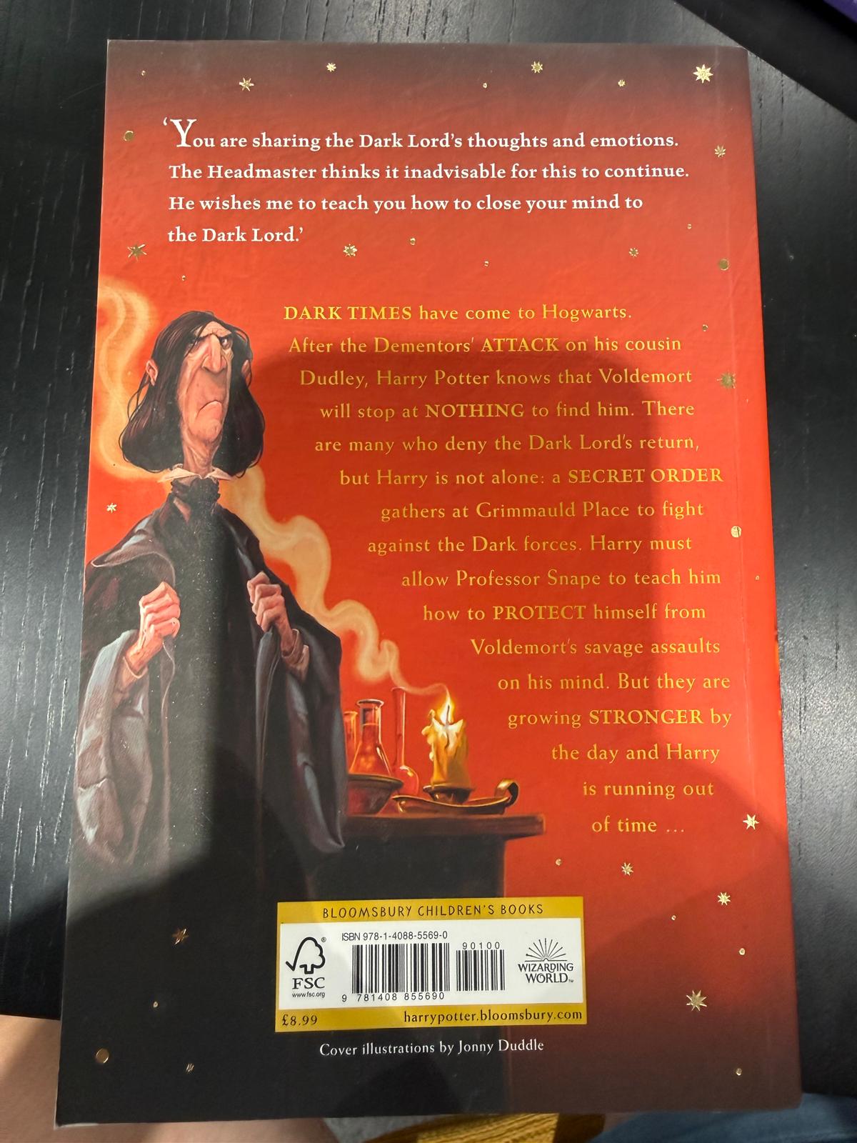 Harry Potter and the Order of the Phoenix by J.K. Rowling (Bloomsbury Paperback, Book 5) – Jonny Duddle Cover Edition