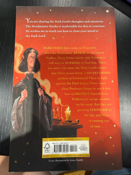 Harry Potter and the Order of the Phoenix by J.K. Rowling (Bloomsbury Paperback, Book 5) – Jonny Duddle Cover Edition